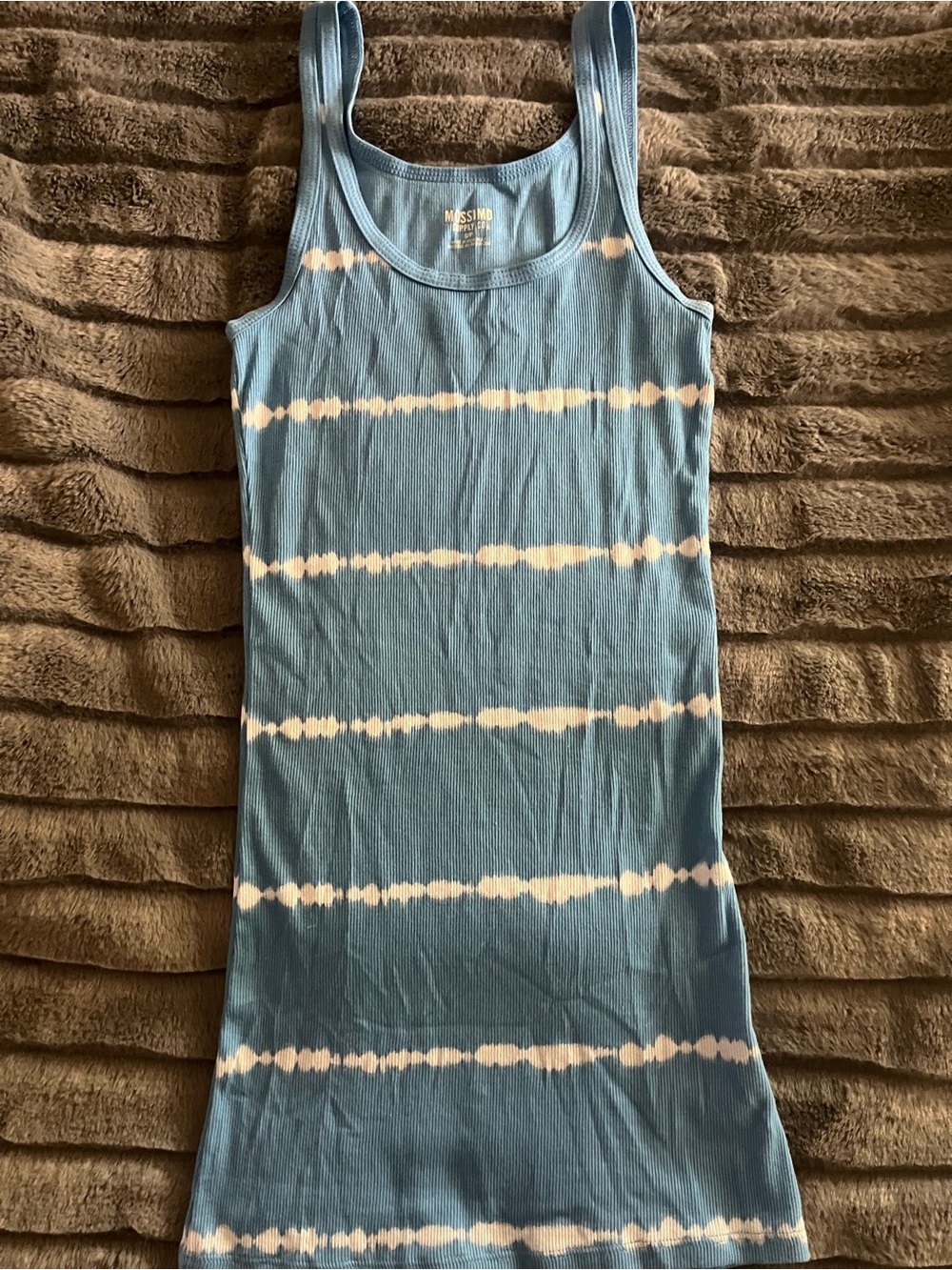Mossimo Supply Co. Light Blue and White Tie-Dye Ribbed Tank